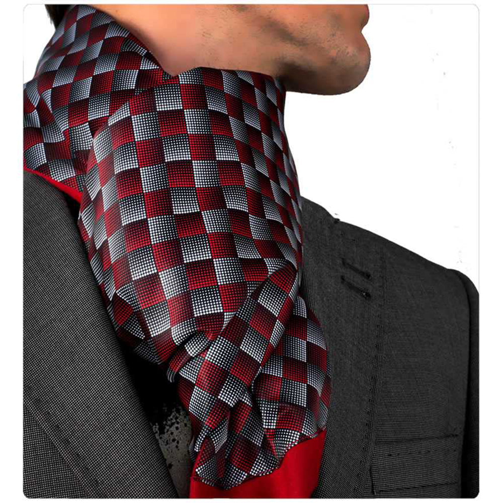 Unisex Silk & Suede Soft Long Fashion Checker Scarf - Amedeo Exclusive