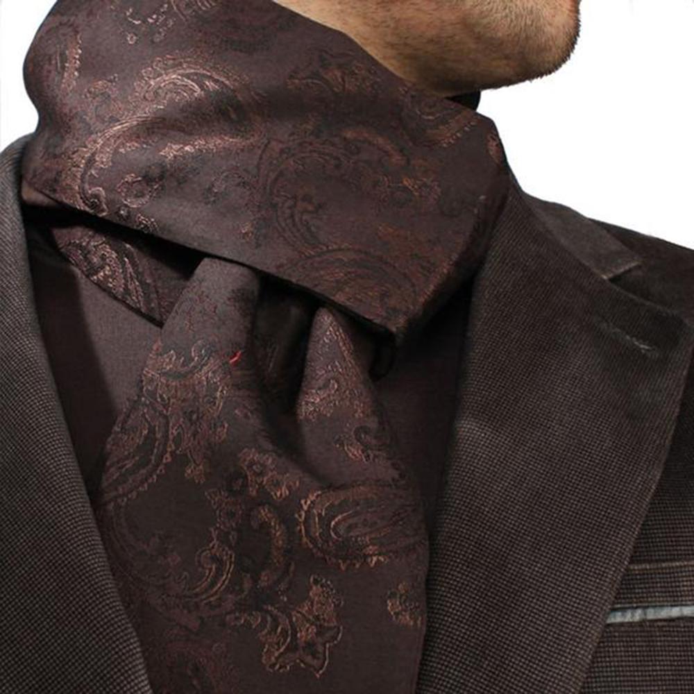 Black Purple Paisley Mens Silk Scarf - Designer neck scarf for winters - Amedeo Exclusive