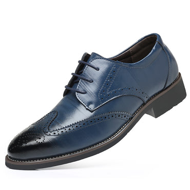 Men's Comfortable Walking Modern Leather Lace Up Oxford Dress Casual Shoes Blue - Amedeo Exclusive