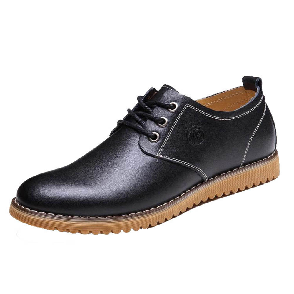 Men's Comfortable Walking Modern Leather Lace Up Oxford Dress Casual Shoes Black - Amedeo Exclusive