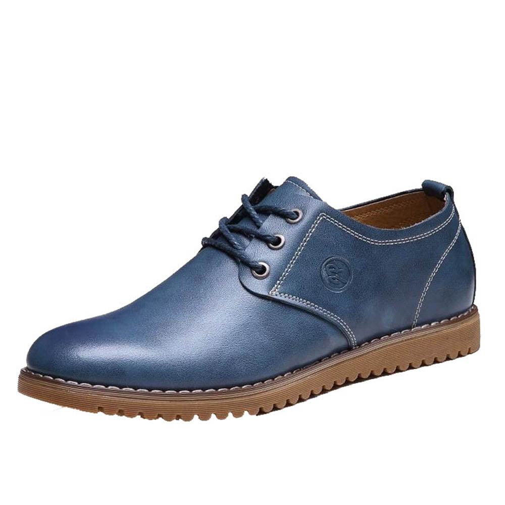 Men's Comfortable Walking Modern Leather Lace Up Oxford Dress Casual Shoes Blue - Amedeo Exclusive