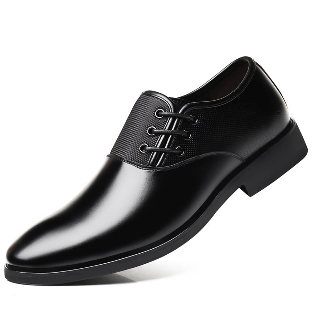 Non Skid Mens Black Premium Leather Dress Shoes -Oxford Lace Up Style ...