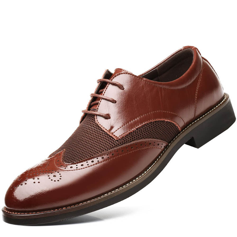 men's comfortable walking modern Leather Lace up Oxford dress casual shoes Brown - Amedeo Exclusive