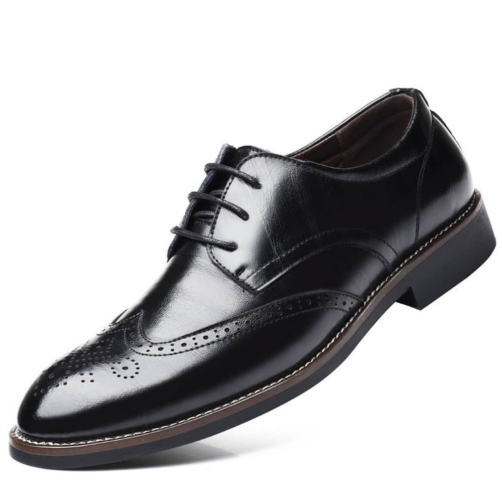 Men's Comfortable Walking Modern Leather Lace Up Oxford Dress Casual Shoes Black - Amedeo Exclusive