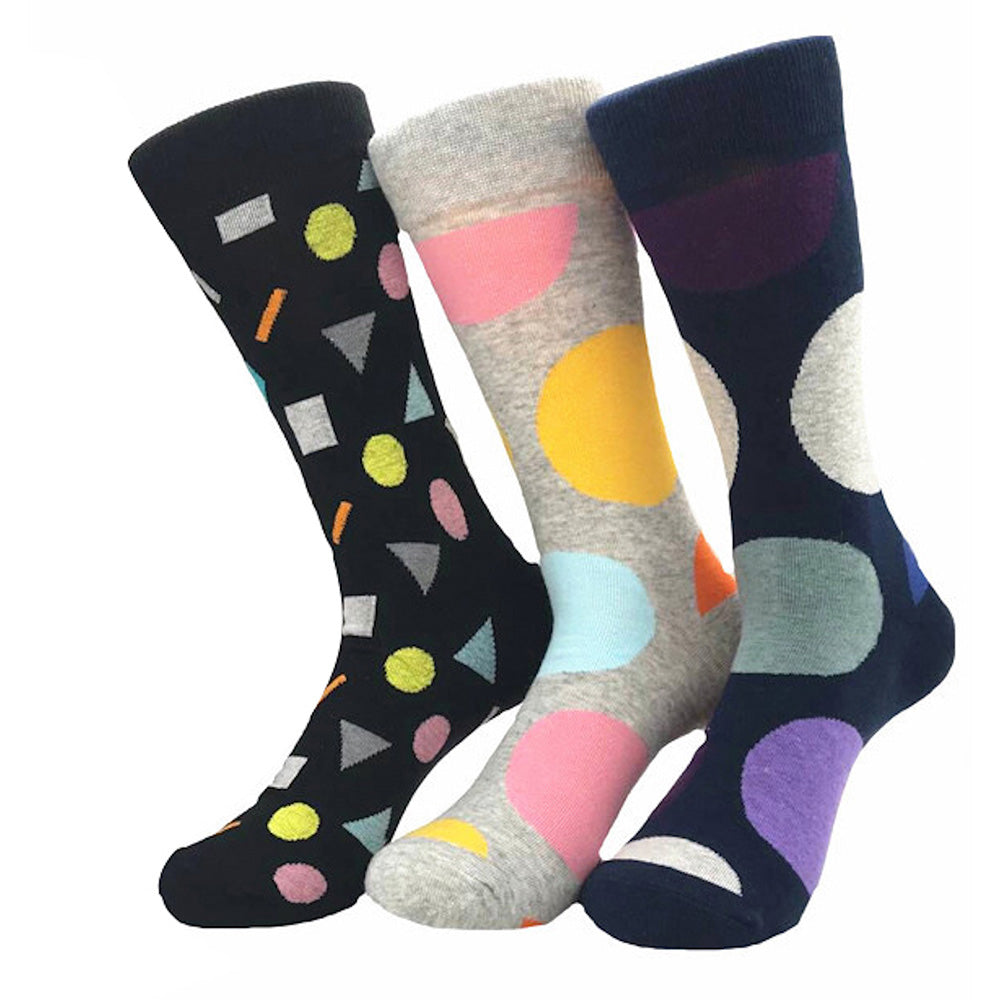 Men's New Ball Printed Design 3pk Assorted Bundle Soft Colorful Socks - Amedeo Exclusive