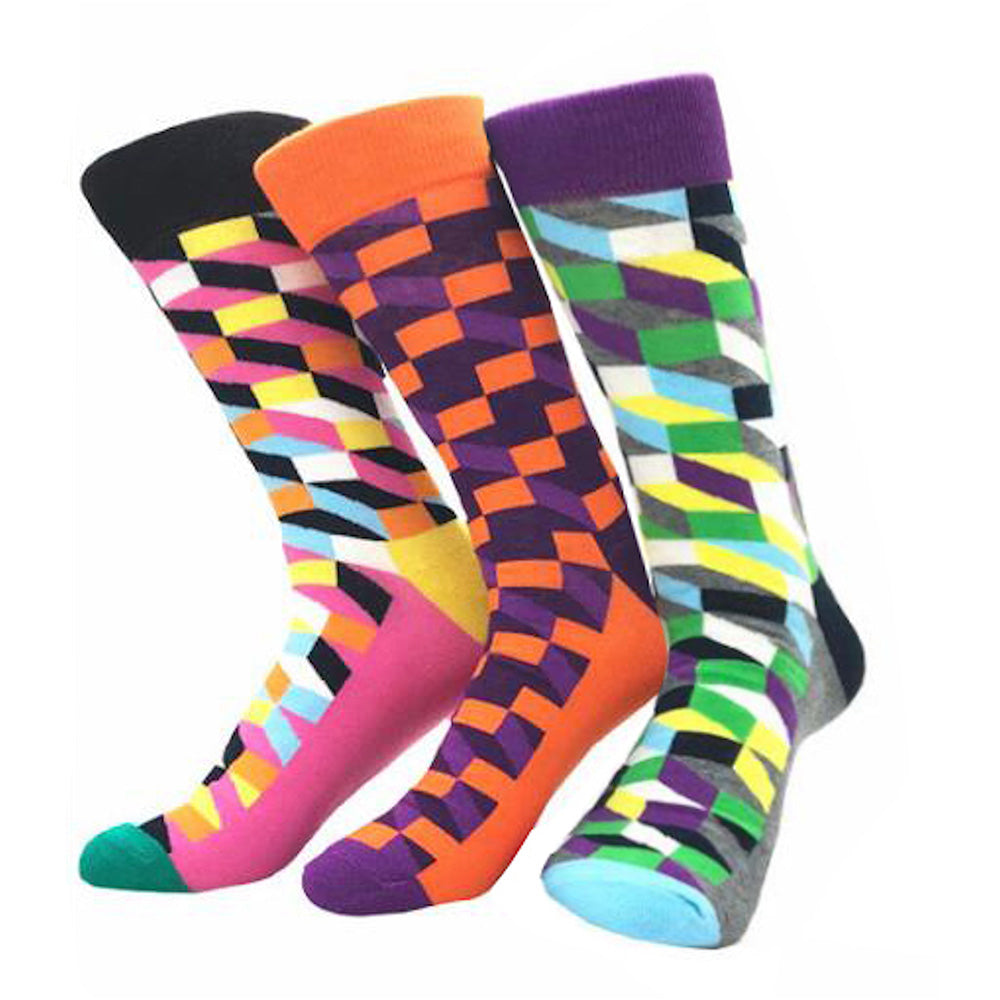 Men's Slack Printed Fit Colorful Sock Assorted Bundle 3pk Multicolor - Amedeo Exclusive