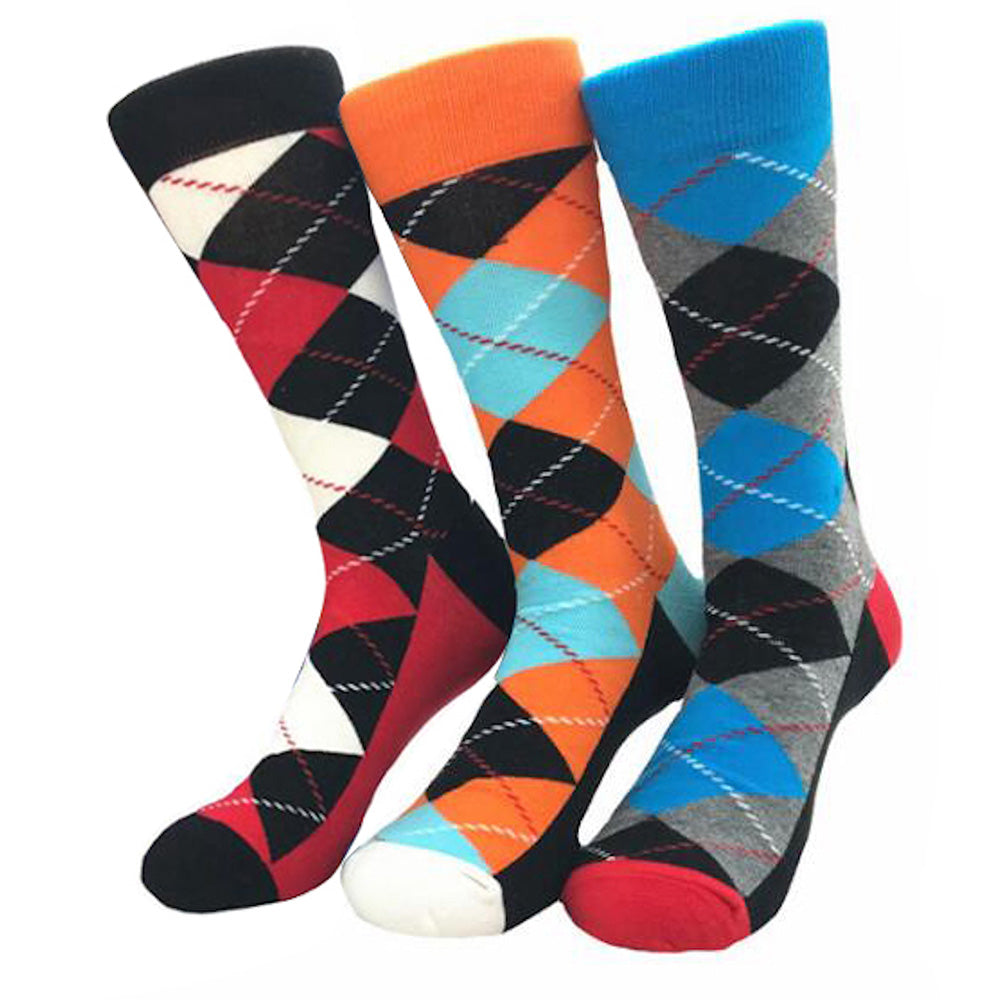 Men's Pattern Colorful 3pk Assorted Bundle Colorful Socks - Amedeo Exclusive