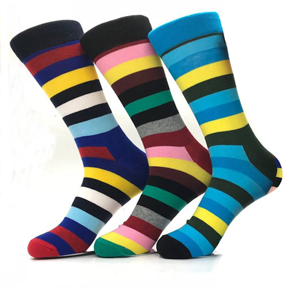 Men's Stripes Colorful Socks Assorted Bundle 3pk Multicolor - Amedeo Exclusive