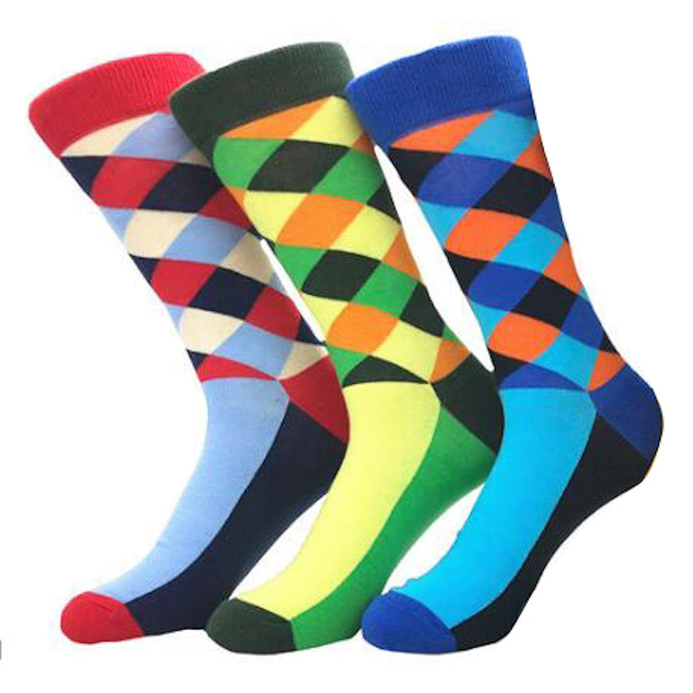 Men's Slack Printed Colorful Sock Assorted Bundle 3pk Multicolor - Amedeo Exclusive