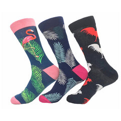 Men's Leaf Printed 3pk Assorted Bundle Colorful Socks - Amedeo Exclusive