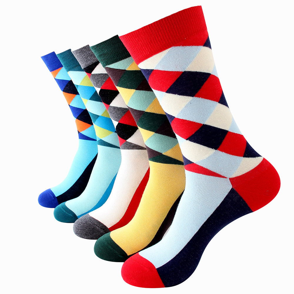 Men's Plain Five Color 5pk Assorted Bundle Soft Elastic Colorful Socks - Amedeo Exclusive