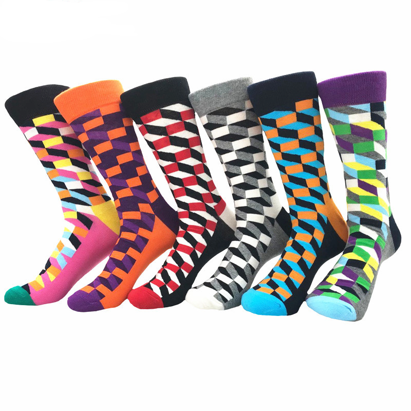 Men's Plain Six Color 6pk Assorted Bundle Soft Elastic Colorful Socks - Amedeo Exclusive