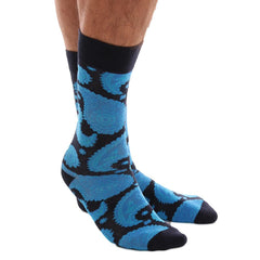 Blue Paisley Mens Colorful Crew Socks - Premium Cotton Fun socks with Soft Elastic - 3 Pack Bundle - Amedeo Exclusive