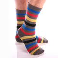 Amedeo Exclusive Men's Colorful Stripe Dark Grey Soft Socks - Amedeo Exclusive