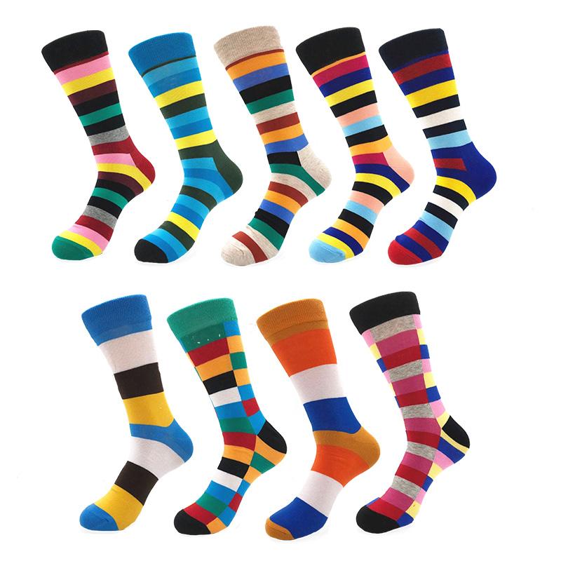 Men's Multicolor Stripes 9pk Assorted Bundle Colorful Socks - Amedeo Exclusive