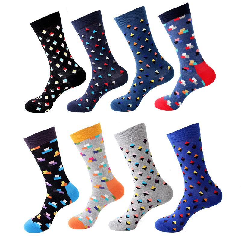 Amedoe Men's Colorful Diamond And Square Pattern 8 Pack Bundle Socks - Amedeo Exclusive