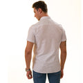 White with Black Printed Paisley  Short Sleeve Button up Shirts - Tailored Slim Fit Cotton Dress Shirts