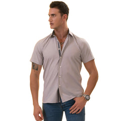 Light Purple Button Up Shirt | Short Sleeves Shirt - Tailored Slim Fit Cotton Dress Shirts