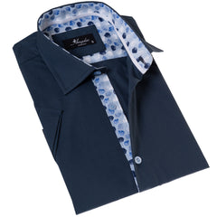 Petrol Blue Short Sleeve Button up Shirts - Tailored Slim Fit Cotton Dress Shirts