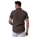 Brown Mens Short Sleeve Button up Shirts - Tailored Slim Fit Cotton Dress Shirts