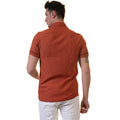 Orange / Reddish Mens Short Sleeve Button up Shirts - Tailored Slim Fit Cotton Dress Shirts