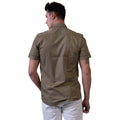 Green Mens Short Sleeve Button up Shirts - Tailored Slim Fit Cotton Dress Shirts