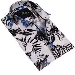 Multicolor Floral Mens Short Sleeve Button up Shirts - Tailored Slim Fit Cotton Dress Shirts