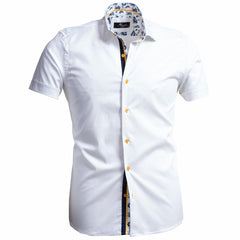 Amedeo Men's Short Sleeve Button up White Shirt - Amedeo Exclusive