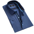 Men's Button down Tailor Fit Soft 100% Cotton Short Sleeve Dress Shirt Solid Blue casual And Formal - Amedeo Exclusive