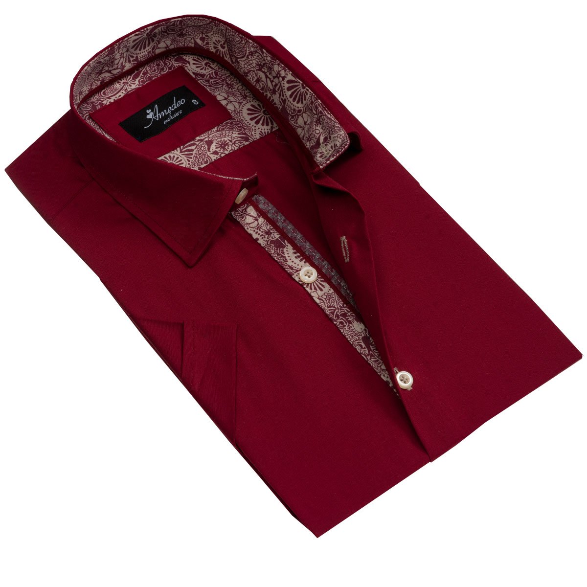Burgundy short sleeve dress shirt sale