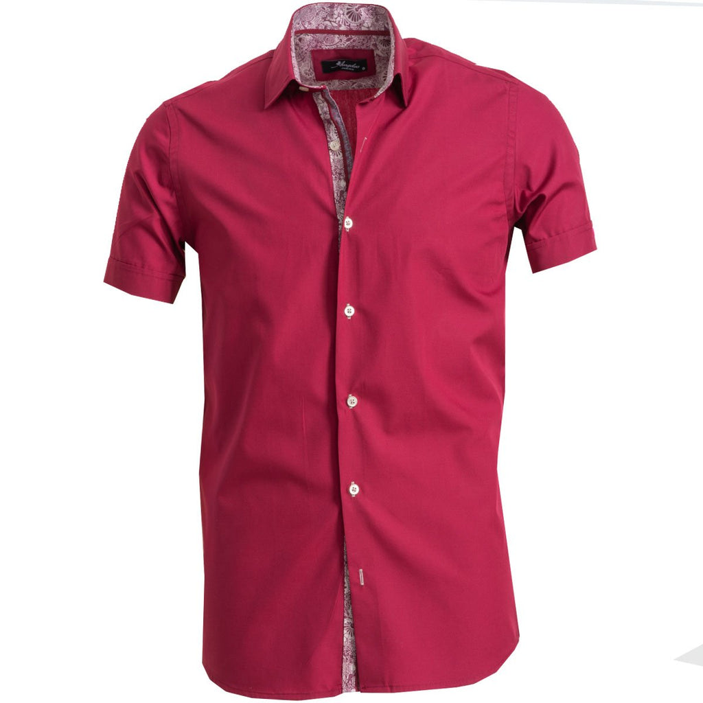 LOCALMODE Men's Cotton Business Shirt - Regular Fit Short Sleeve Button Down