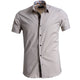 Men's Button down Tailor Fit Soft 100% Cotton Short Sleeve Dress Shirt Solid Beige casual And Formal - Amedeo Exclusive