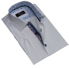 Men's Button down Tailor Fit Soft 100% Cotton Short Sleeve Dress Shirt Solid White casual And Formal - Amedeo Exclusive