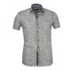 Men's Button down Tailor Fit Soft 100% Cotton Short Sleeve Dress Shirt Light Grey Floral casual And Formal - Amedeo Exclusive