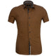 Men's Button down Tailor Fit Soft 100% Cotton Short Sleeve Dress Shirt Light Brown casual And Formal - Amedeo Exclusive
