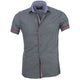 Men's Button down Tailor Fit Soft 100% Cotton Short Sleeve Dress Shirt Light Blue Black Checkered casual And Formal - Amedeo Exclusive