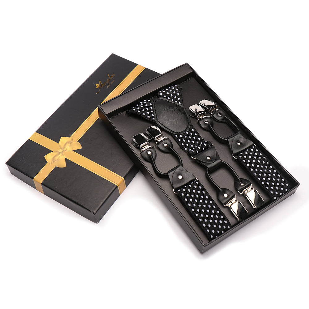 Men's Elastic Y Back Strap Dual Clip on High Quality Premium Suspenders - Amedeo Exclusive