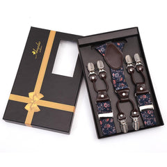 Men's Dual Clip Y Back Strap Navy Blue High Quality Premium Suspenders - Amedeo Exclusive
