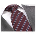Amedeo Exclusive Men's Fashion Navy Blue Red Stripe Silk Neck Tie Gift Box - Amedeo Exclusive