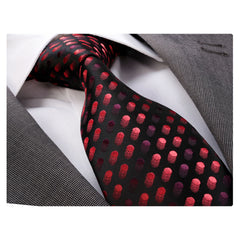 Men's jacquard Red Black Dots Premium Neck Tie With Gift Box - Amedeo Exclusive