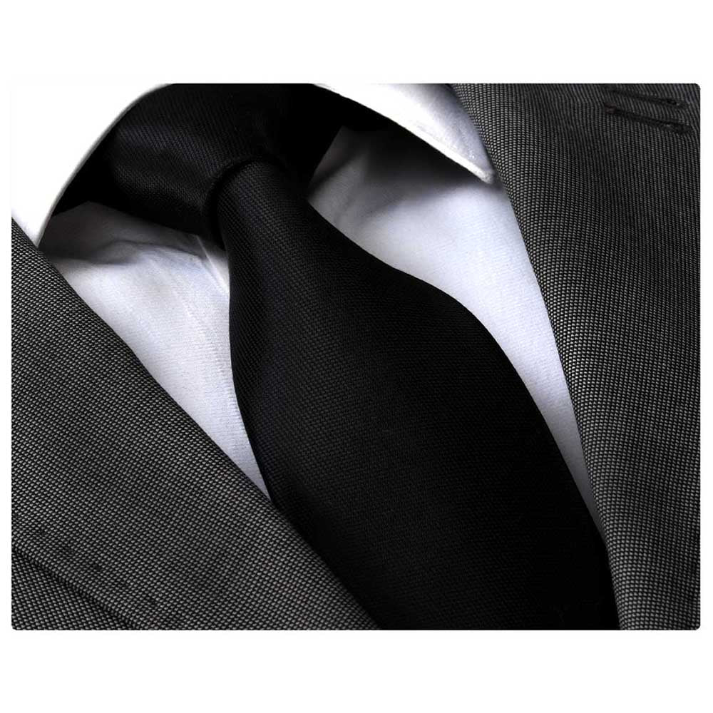 Men' s Fashion Black Neck Tie With Box Premium Quality - Amedeo Exclusive