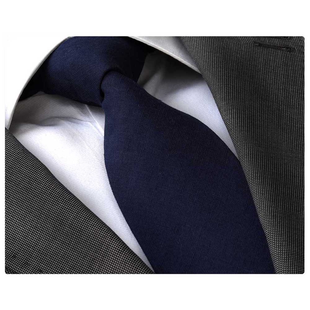 Men's Fashion Navy Blue Tie Silk Neck Tie Gift Box - Amedeo Exclusive