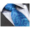 Men's Fashion Blue Flower Textured Silk Neck Tie With Gift Box - Amedeo Exclusive