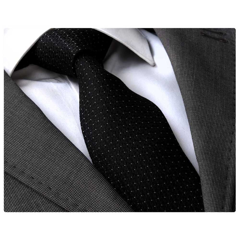 Men's Fashion Black Dots Silk Neck Tie With Gift Box - Amedeo Exclusive