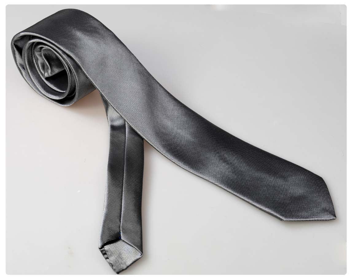 Solid Gray Mens Designer Silk Necktie with Gift Box - Premium Quality made in Europe - Amedeo Exclusive