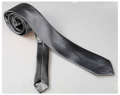 Solid Gray Mens Designer Silk Necktie with Gift Box - Premium Quality made in Europe - Amedeo Exclusive