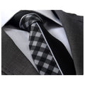 Men's Fashion Gray White Plaid Half Black Silk Neck Tie With Gift Box - Amedeo Exclusive