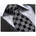 Men's Fashion Gray Black Squares Silk Neck Tie With Gift Box - Amedeo Exclusive