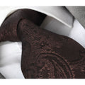 Men's Fashion Solid Brown Paisley Silk Neck Tie With Gift Box - Amedeo Exclusive