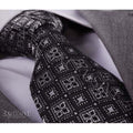 Men's jacquard Silver & Black Design Premium Neck Tie With Gift Box - B - Amedeo Exclusive